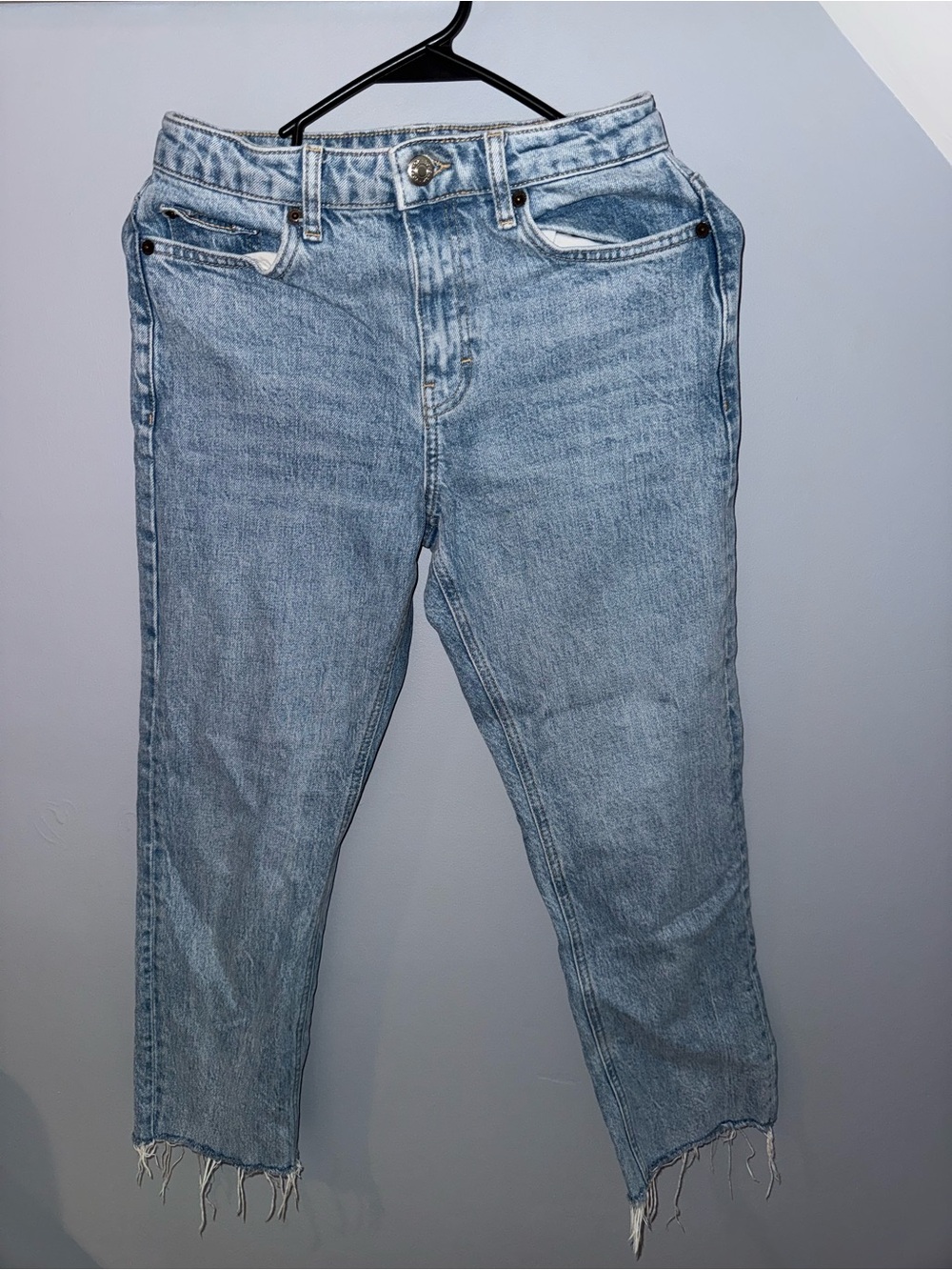Topshop Light Blue Relaxed Jeans - Raw Hem